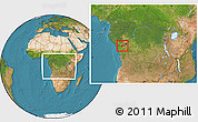 Satellite Location Map of Luozi, within the entire country