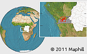 Satellite Location Map of Luozi, highlighted country, highlighted grandparent region