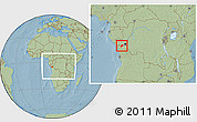 Savanna Style Location Map of Luozi, within the entire country, hill shading