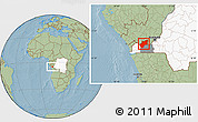 Savanna Style Location Map of Luozi, highlighted country, highlighted parent region, hill shading
