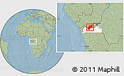 Savanna Style Location Map of Luozi, highlighted grandparent region, hill shading