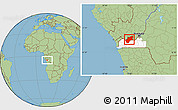 Savanna Style Location Map of Luozi, highlighted grandparent region