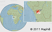 Savanna Style Location Map of Luozi, highlighted parent region, hill shading