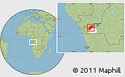 Savanna Style Location Map of Luozi, highlighted parent region