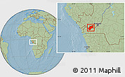 Savanna Style Location Map of Luozi, hill shading