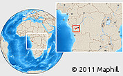 Shaded Relief Location Map of Luozi, within the entire country
