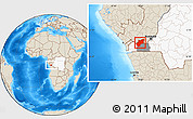 Shaded Relief Location Map of Luozi, highlighted country, highlighted parent region