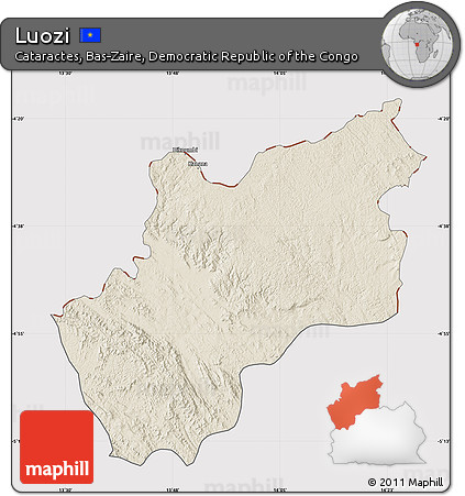 Shaded Relief Map of Luozi, cropped outside