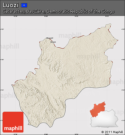 Shaded Relief Map of Luozi, cropped outside
