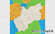 Shaded Relief Map of Luozi, political outside