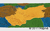 Political Panoramic Map of Luozi, darken