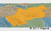 Political Panoramic Map of Luozi, semi-desaturated