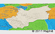 Shaded Relief Panoramic Map of Luozi, political outside