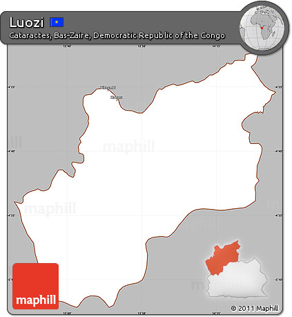 Gray Simple Map of Luozi, cropped outside