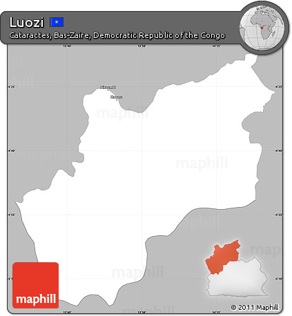 Gray Simple Map of Luozi, single color outside