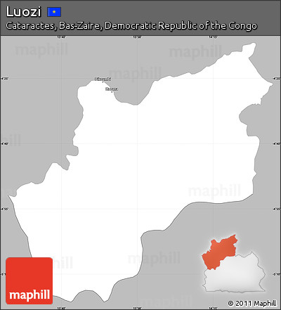 Gray Simple Map of Luozi, single color outside