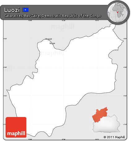 Silver Style Simple Map of Luozi, cropped outside
