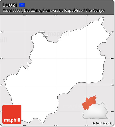 Silver Style Simple Map of Luozi, cropped outside