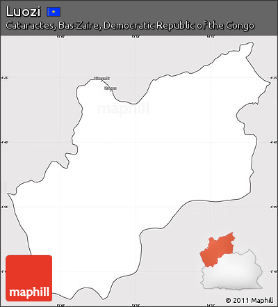 Silver Style Simple Map of Luozi, cropped outside
