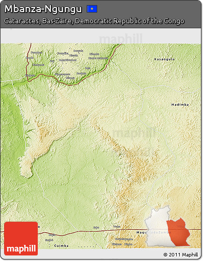 Physical 3D Map of Mbanza-Ngungu