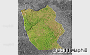 Satellite 3D Map of Mbanza-Ngungu, desaturated