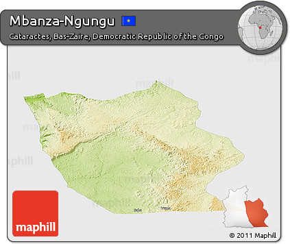 Physical Panoramic Map of Mbanza-Ngungu, single color outside