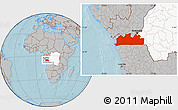 Gray Location Map of Bas-Zaire, highlighted country, hill shading
