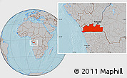 Gray Location Map of Bas-Zaire, hill shading