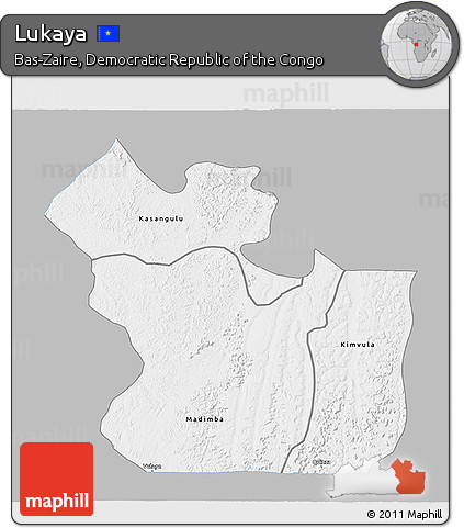 Gray 3D Map of Lukaya, single color outside