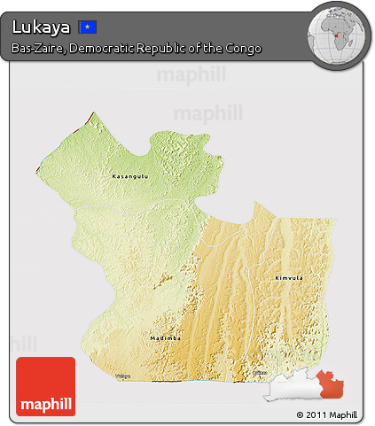 Physical 3D Map of Lukaya, cropped outside
