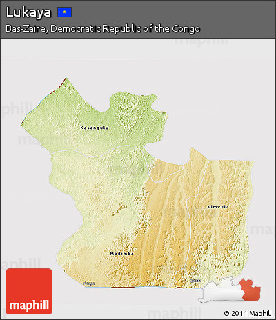Physical 3D Map of Lukaya, cropped outside