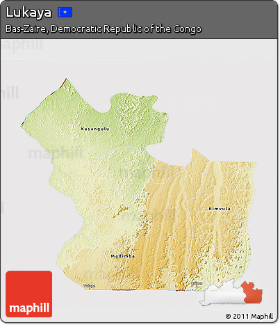 Physical 3D Map of Lukaya, cropped outside