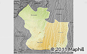 Physical 3D Map of Lukaya, darken, desaturated