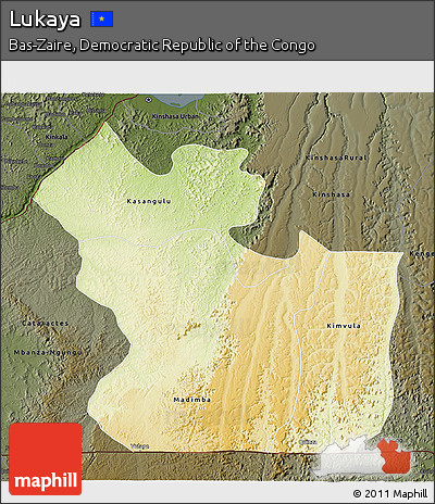 Physical 3D Map of Lukaya, darken