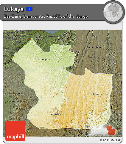 Physical 3D Map of Lukaya, darken