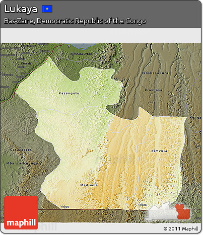 Physical 3D Map of Lukaya, darken