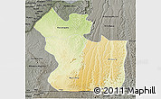 Physical 3D Map of Lukaya, darken, semi-desaturated