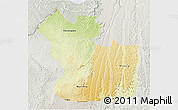 Physical 3D Map of Lukaya, lighten, semi-desaturated
