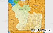 Physical 3D Map of Lukaya, political shades outside
