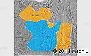 Political 3D Map of Lukaya, desaturated