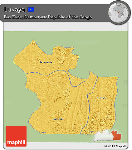 Savanna Style 3D Map of Lukaya, single color outside