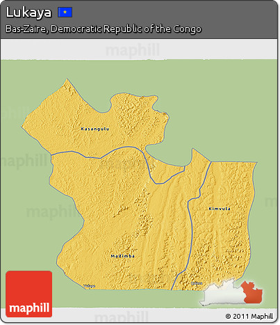 Savanna Style 3D Map of Lukaya, single color outside