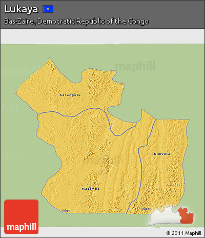 Savanna Style 3D Map of Lukaya, single color outside