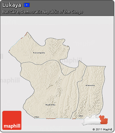 Shaded Relief 3D Map of Lukaya, cropped outside