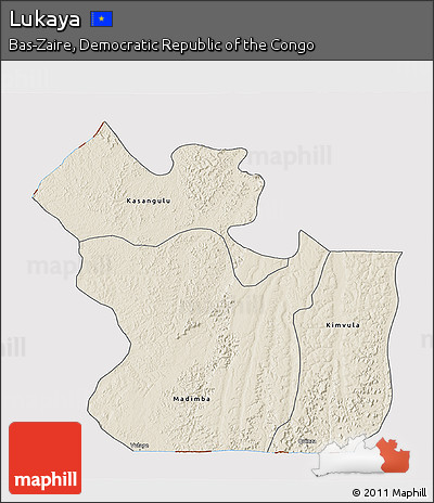 Shaded Relief 3D Map of Lukaya, cropped outside
