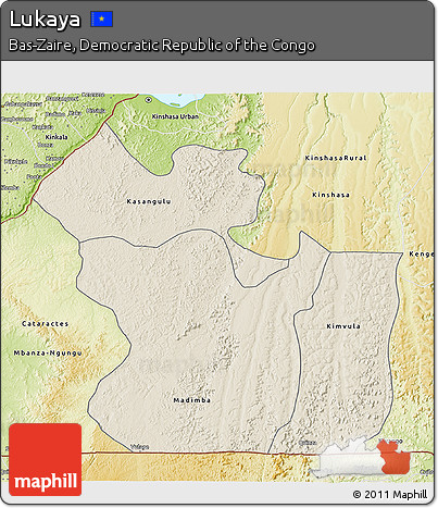 Shaded Relief 3D Map of Lukaya, physical outside