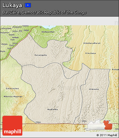 Shaded Relief 3D Map of Lukaya, physical outside