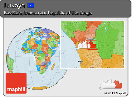 Political Location Map of Lukaya, highlighted parent region