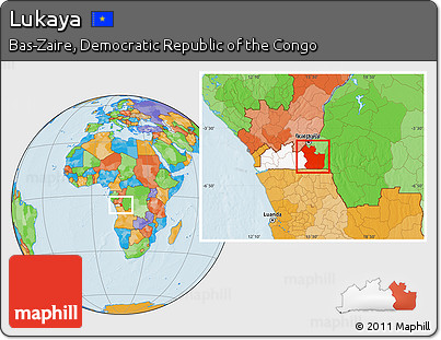 Political Location Map of Lukaya, highlighted parent region