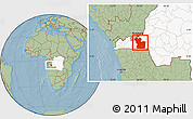 Savanna Style Location Map of Lukaya, highlighted country, hill shading
